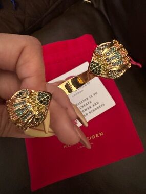 Kurt Geiger Gold Multicolor Crystal Cuff Bracelet